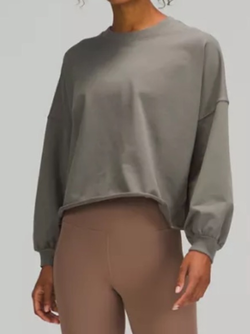 Lululemon LA Oversized Boxy Sweatshirt Women L/LX Green Cropped Crew Neck
